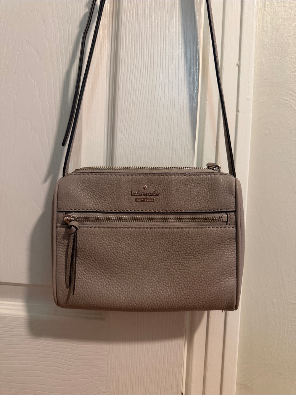 kate spade Pebbled Taupe Leather Crossbody Bag